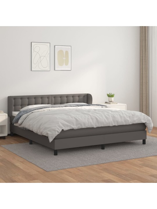 Box spring postel s matrací šedá 180x200 cm umělá kůže