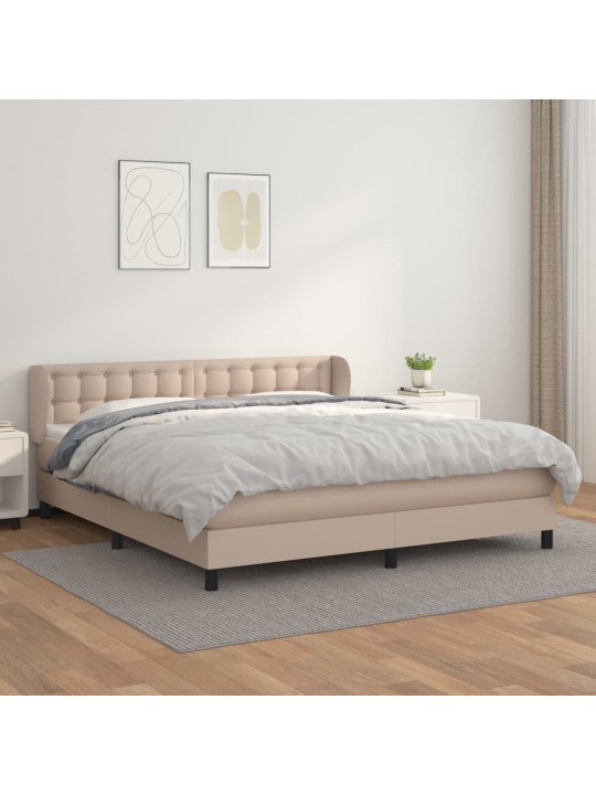 Box spring postel s matrací cappuccino 180 x 200 cm umělá kůže