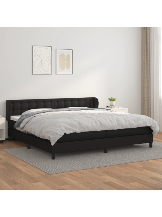 Box spring postel s matrací černá 200x200 cm umělá kůže