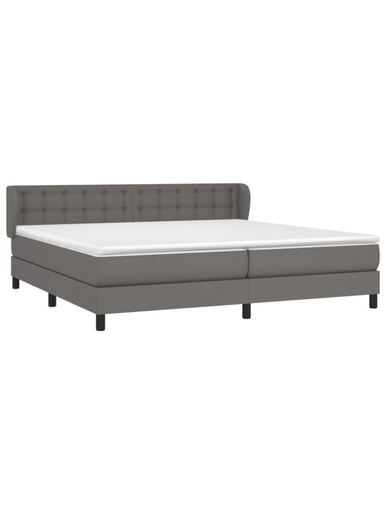 Box spring postel s matrací šedá 200x200 cm umělá kůže