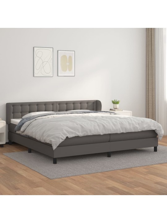 Box spring postel s matrací šedá 200x200 cm umělá kůže