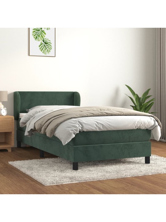Box spring postel s matrací tmavě zelená 80 x 200 cm samet