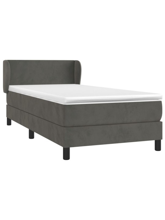 Box spring postel s matrací tmavě šedá 90x190 cm samet