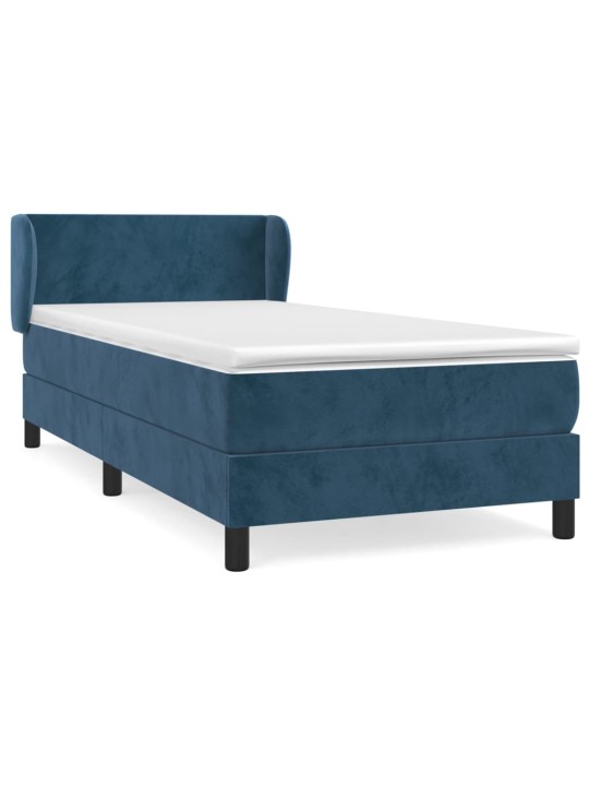 Box spring postel s matrací tmavě modrá 90x190 cm samet