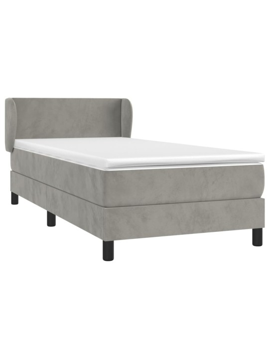 Box spring postel s matrací světle šedá 90x200 cm samet