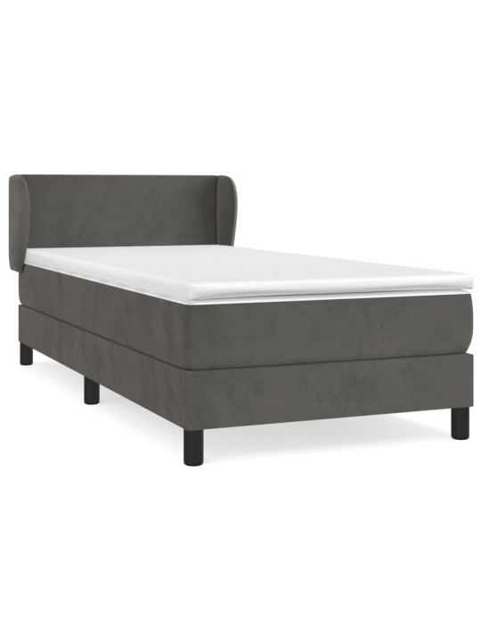 Box spring postel s matrací tmavě šedá 90x200 cm samet