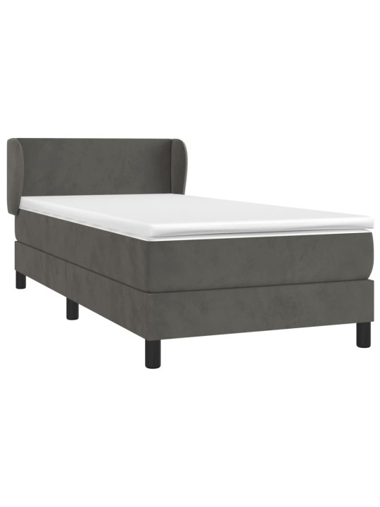 Box spring postel s matrací tmavě šedá 90x200 cm samet