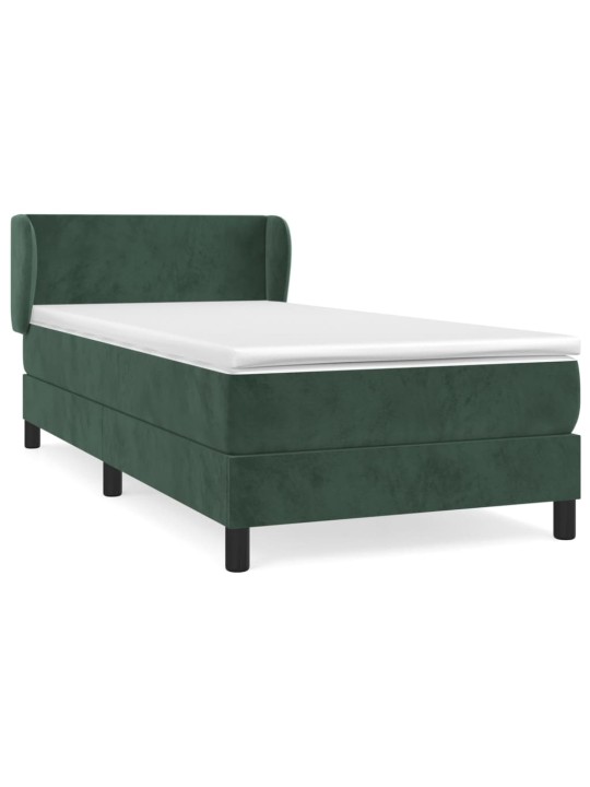 Box spring postel s matrací tmavě zelená 90x200 cm samet