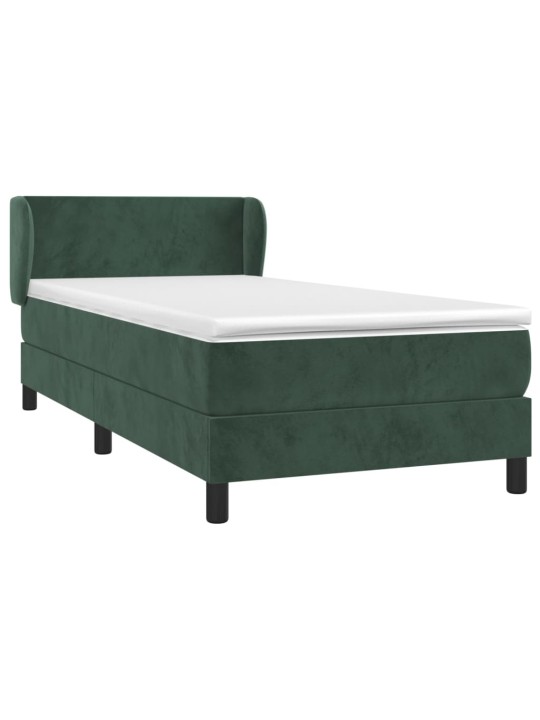 Box spring postel s matrací tmavě zelená 90x200 cm samet