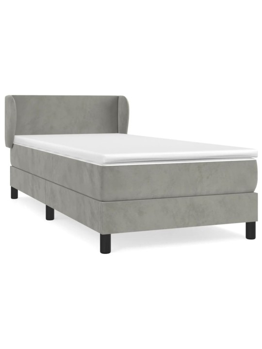 Box spring postel s matrací světle šedá 100x200 cm samet