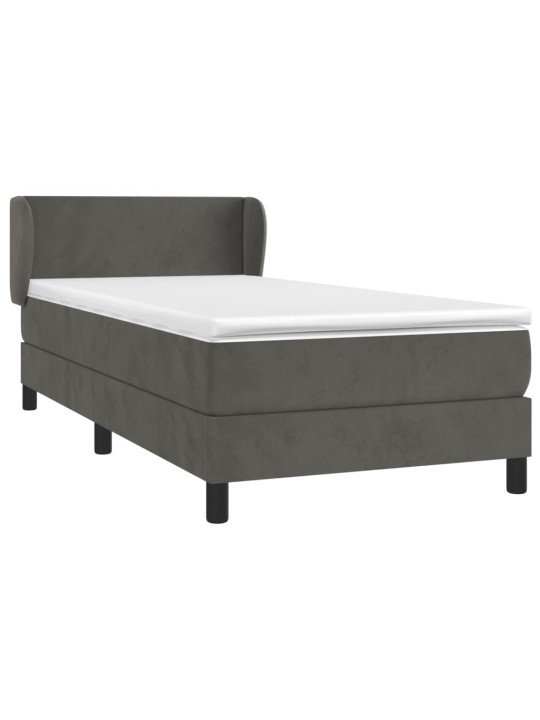 Box spring postel s matrací tmavě šedá 100x200 cm samet