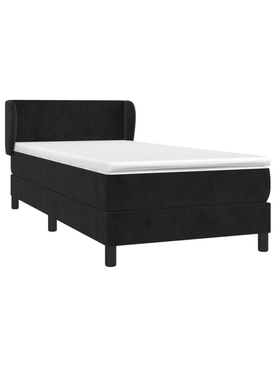 Box spring postel s matrací černá 100x200 cm samet