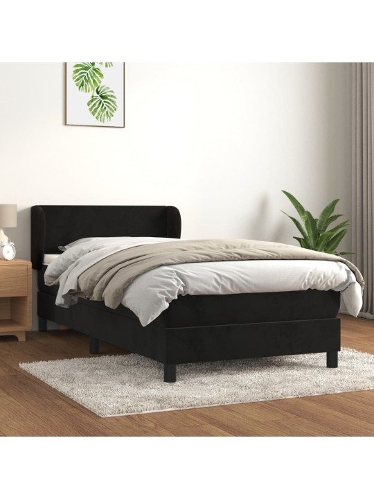Box spring postel s matrací černá 100x200 cm samet