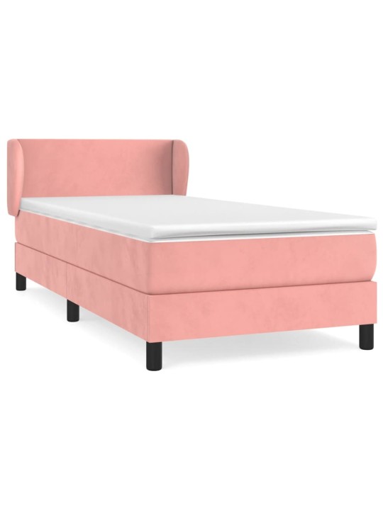 Box spring postel s matrací růžová 100x200 cm samet
