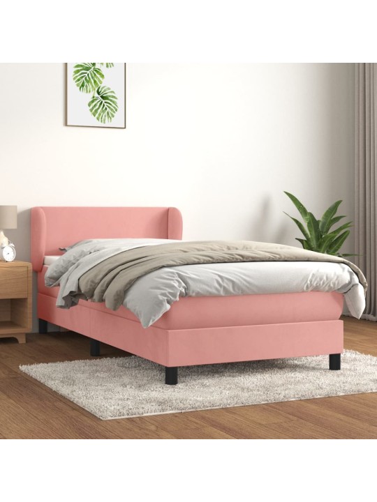 Box spring postel s matrací růžová 100x200 cm samet
