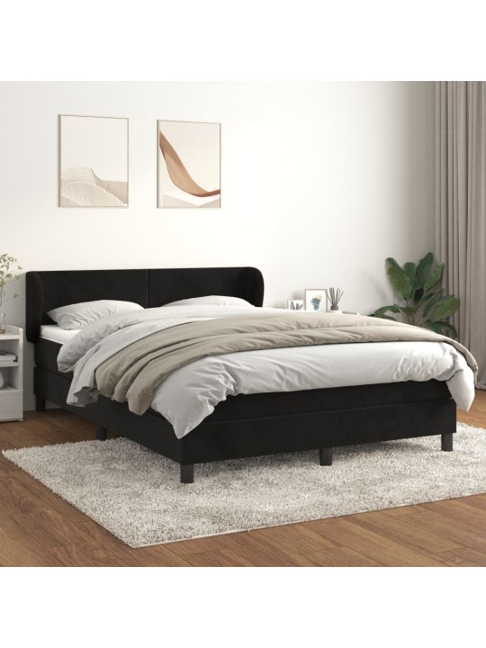 Box spring postel s matrací černá 140 x 190 cm samet