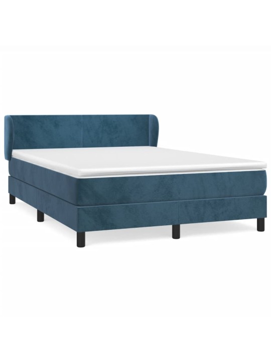 Box spring postel s matrací tmavě modrá 140x190 cm samet