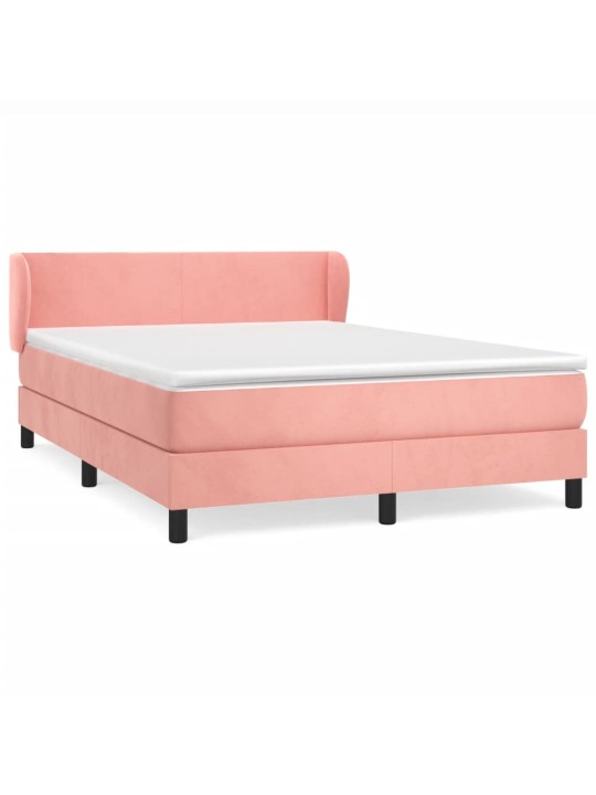 Box spring postel s matrací růžová 140x190 cm samet