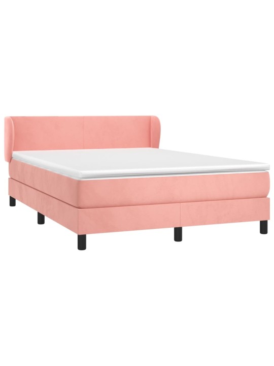 Box spring postel s matrací růžová 140x190 cm samet