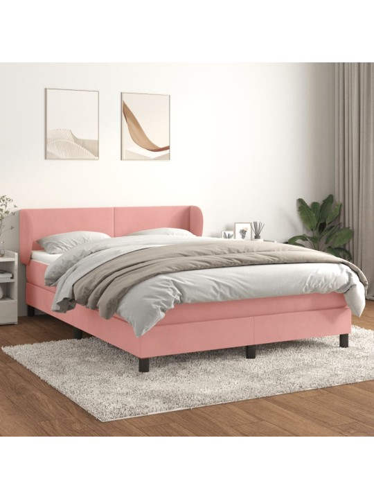Box spring postel s matrací růžová 140x190 cm samet