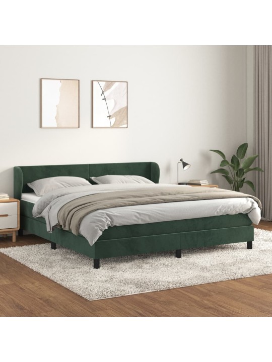 Box spring postel s matrací tmavě zelená 180x200 cm samet