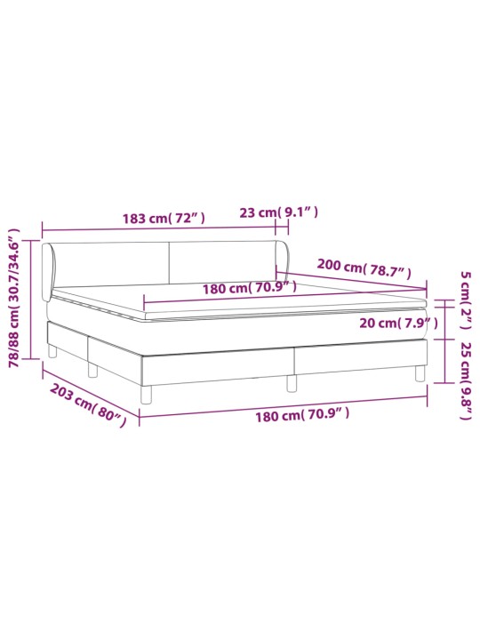 Box spring postel s matrací tmavě modrá 180x200 cm samet