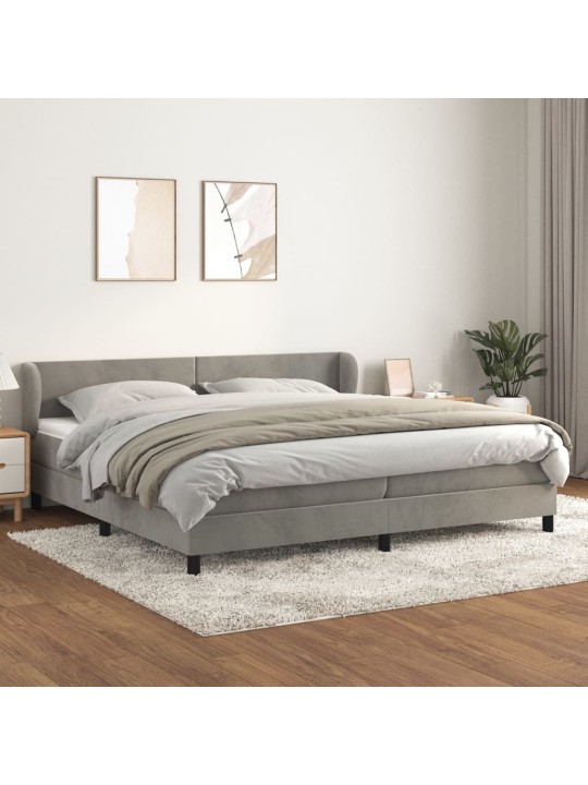 Box spring postel s matrací světle šedá 200x200 cm samet