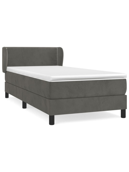 Box spring postel s matrací tmavě šedá 90x190 cm samet
