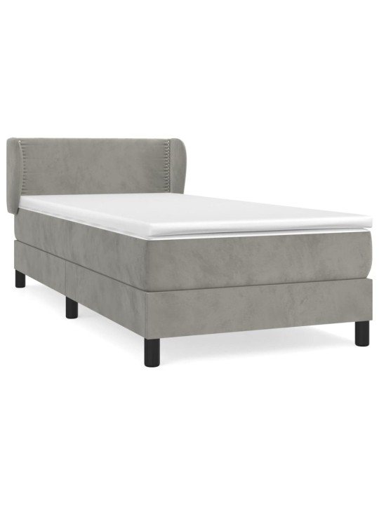 Box spring postel s matrací světle šedá 90x200 cm samet