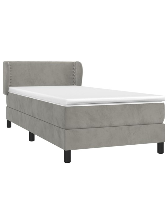 Box spring postel s matrací světle šedá 90x200 cm samet