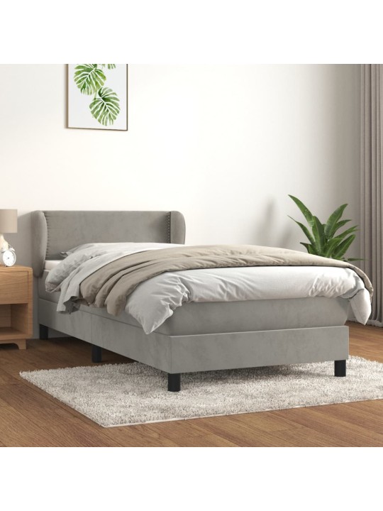 Box spring postel s matrací světle šedá 90x200 cm samet