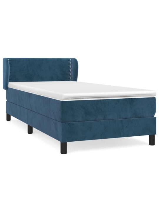 Box spring postel s matrací tmavě modrá 90x200 cm samet