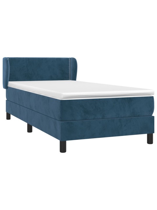 Box spring postel s matrací tmavě modrá 90x200 cm samet