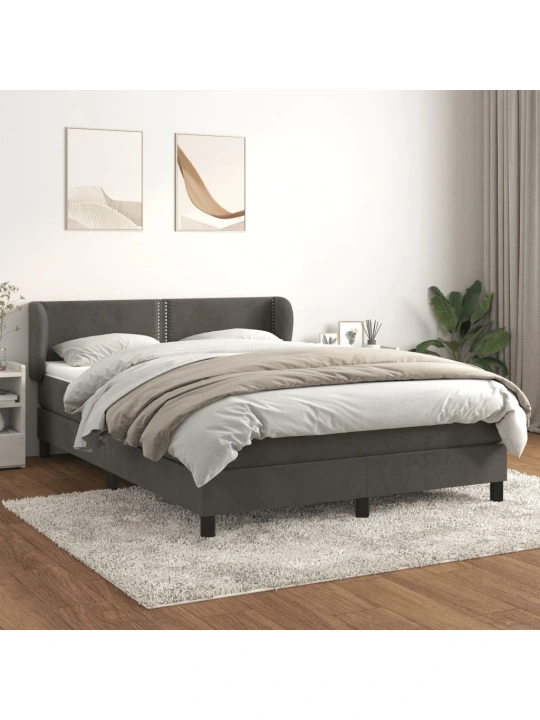 Box spring postel s matrací tmavě šedý 140 x 190 cm samet