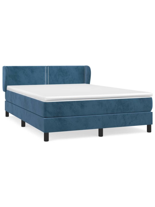 Box spring postel s matrací tmavě modrá 140x190 cm samet