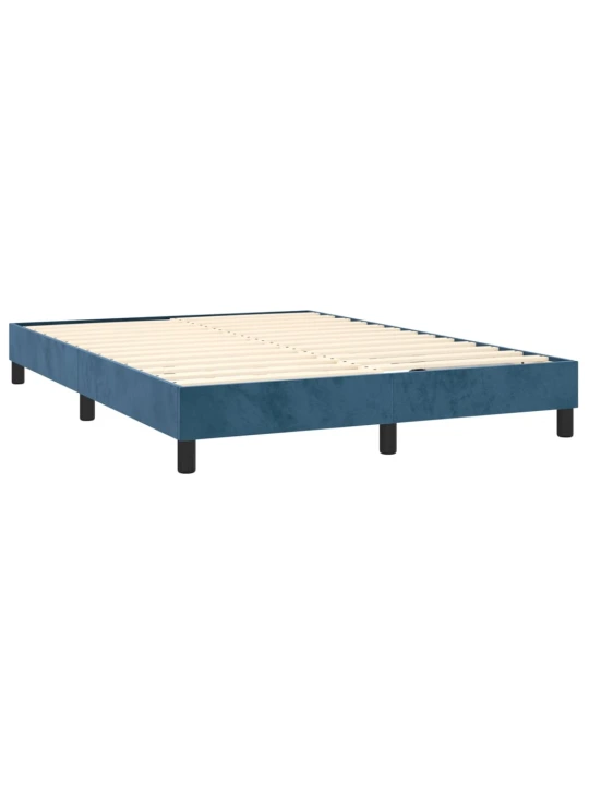 Box spring postel s matrací tmavě modrá 140x190 cm samet