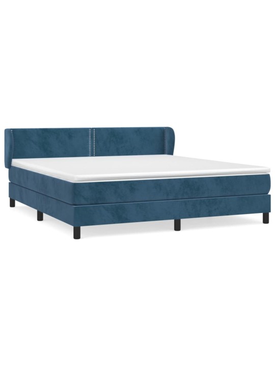 Box spring postel s matrací tmavě modrá 160x200 cm samet