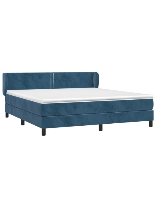 Box spring postel s matrací tmavě modrá 160x200 cm samet