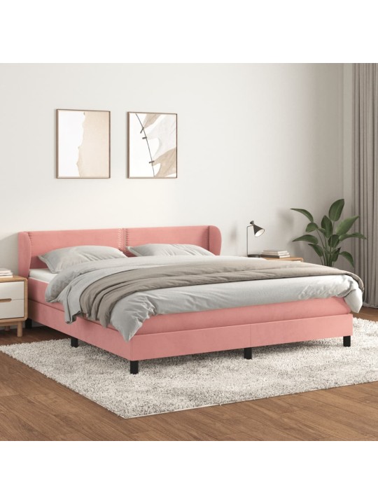 Box spring postel s matrací růžová 160x200 cm samet