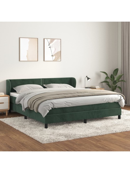 Box spring postel s matrací tmavě zelená 180x200 cm samet