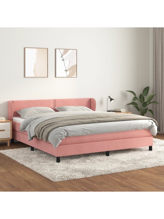 Box spring postel s matrací růžová 180x200 cm samet