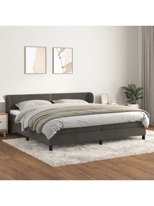 Box spring postel s matrací tmavě šedá 200x200 cm samet