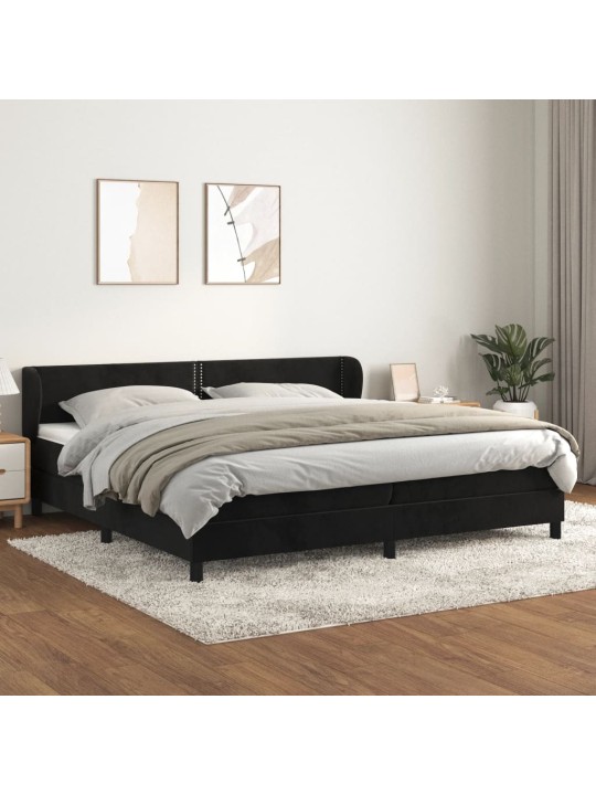 Box spring postel s matrací černá 200x200 cm samet