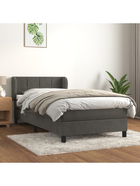 Box spring postel s matrací tmavě šedá 80 x 200 cm samet