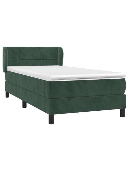 Box spring postel s matrací tmavě zelená 80 x 200 cm samet