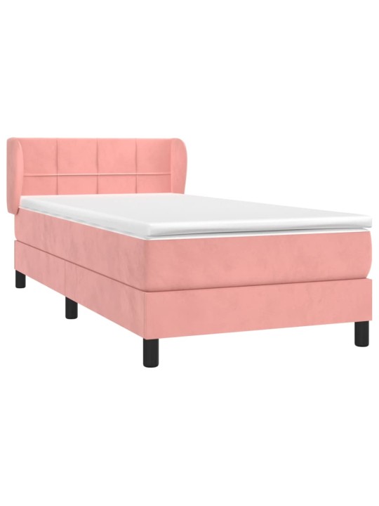 Box spring postel s matrací růžová 80 x 200 cm samet