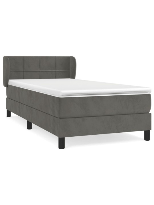Box spring postel s matrací tmavě šedá 90x190 cm samet
