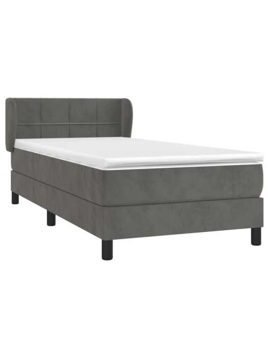 Box spring postel s matrací tmavě šedá 90x190 cm samet