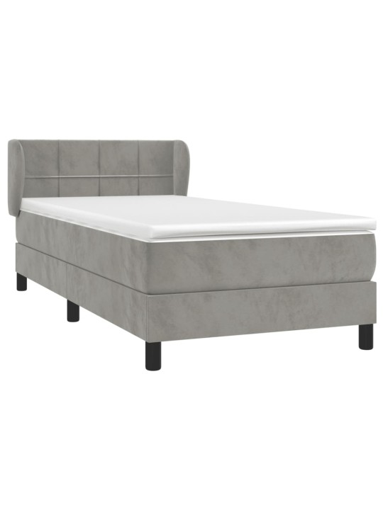 Box spring postel s matrací světle šedá 90x200 cm samet