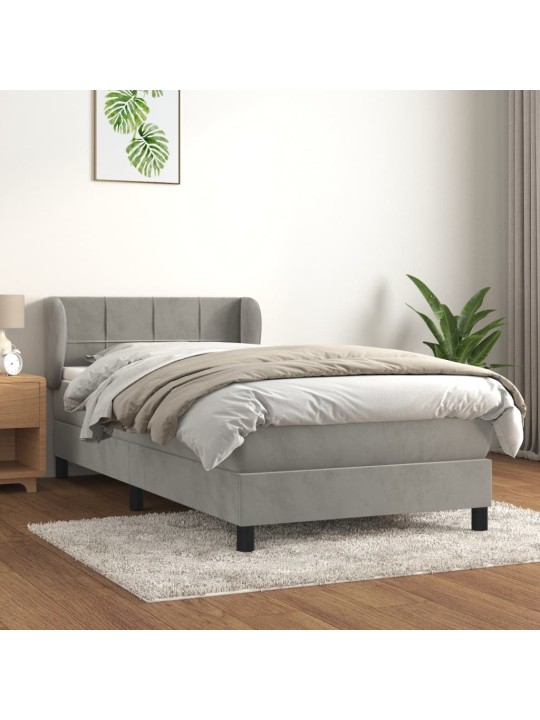 Box spring postel s matrací světle šedá 90x200 cm samet